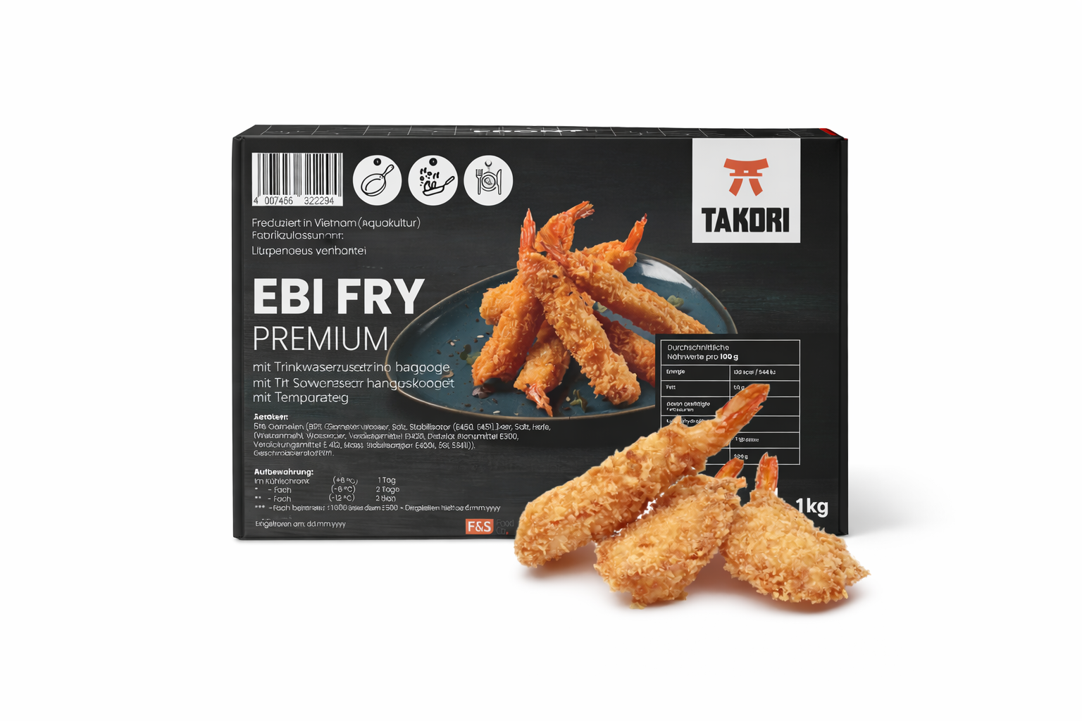 Takori - Garnelen Ebi Fry, L, 1 Karton à 6  x 1 kg Karton (TK)