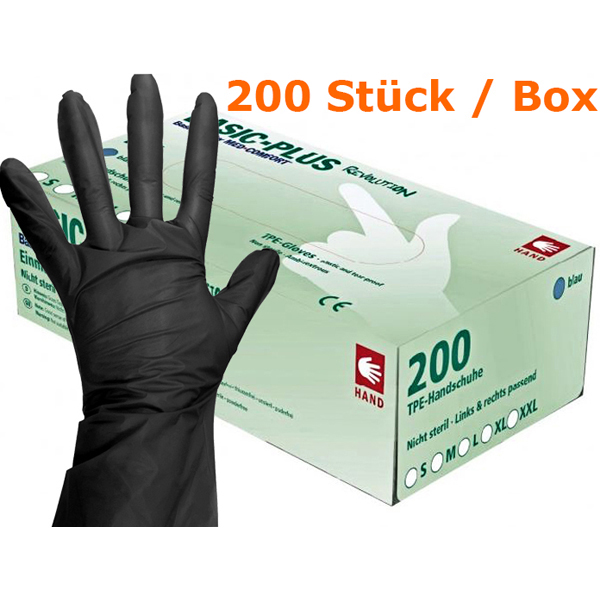 TPE Einmal-Handschuhe, Farbe: Schwarz, Größe: L  - 1 Karton à 10 x 200 Stück