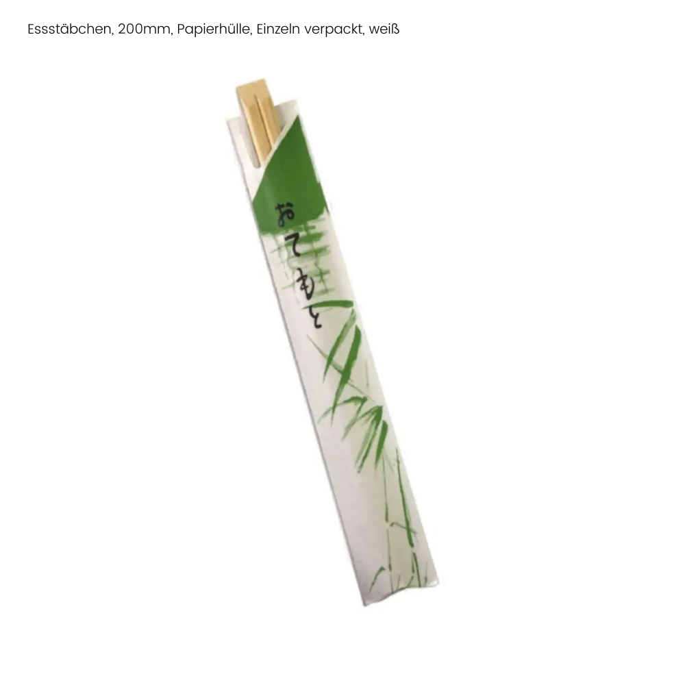 Essstäbchen Papierhülle Einzeln verpackt 200 mm, Weiß - 1 x 100 Stück
