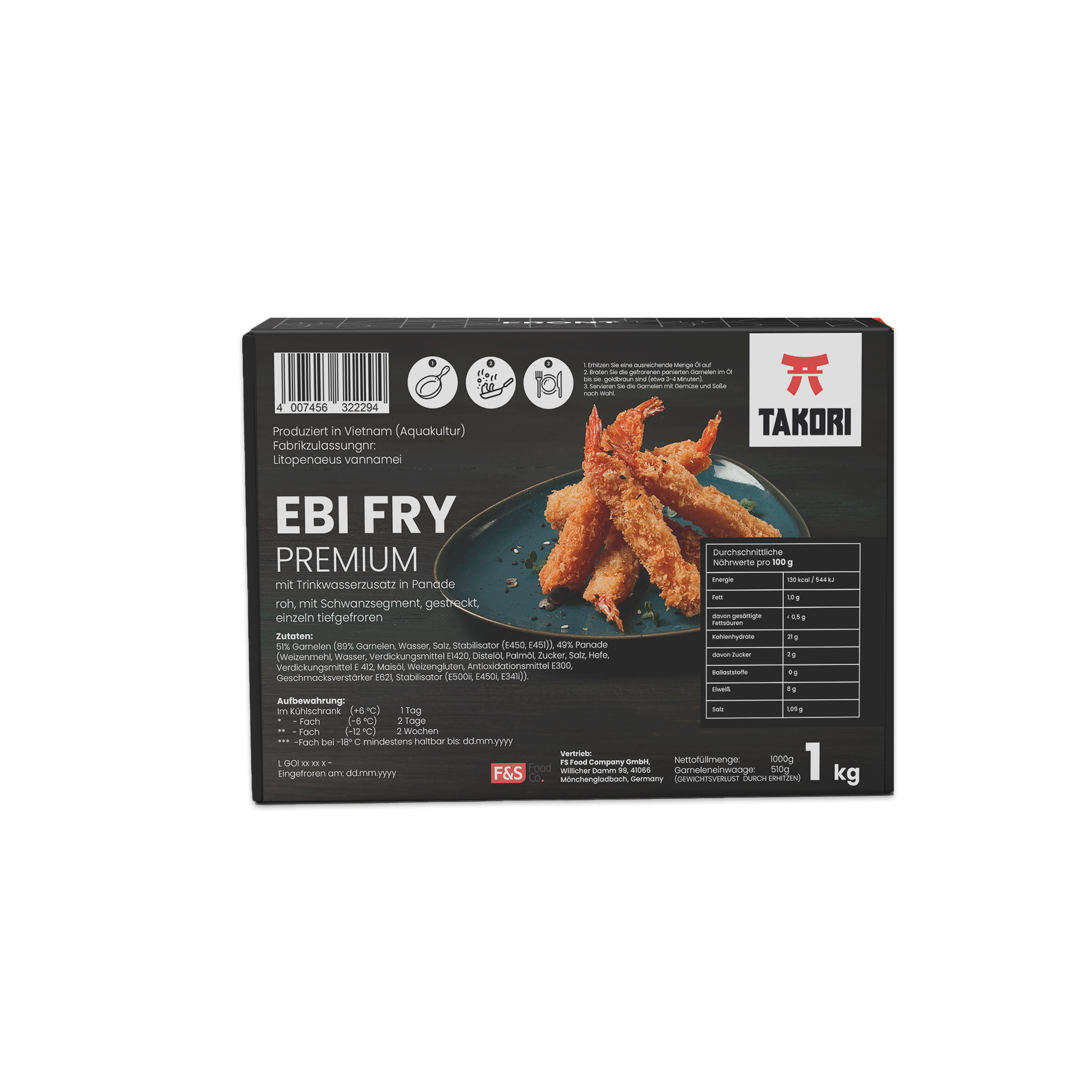 Takori - Garnelen Ebi Fry, L, 1 Karton à 6  x 1 kg Karton