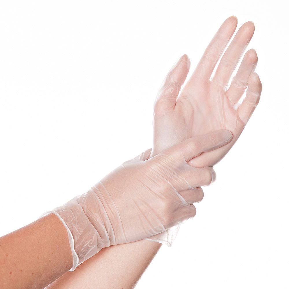 Vinyl-Hygienehandschuhe Farbe: weiß,  Größe: M - 1 Karton 10 x 100 Stk,