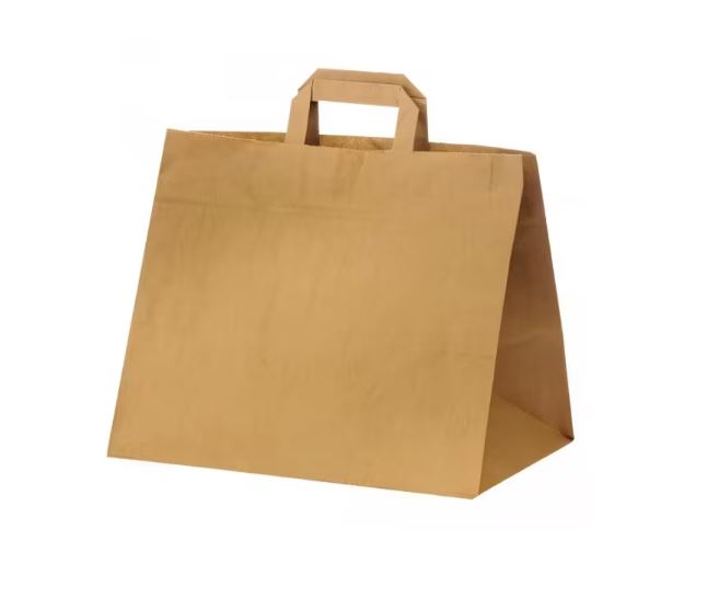 Papiertragetasche Flachhenkel 26 x 17 x 25 cm, Braun - 1 x 250 Stück